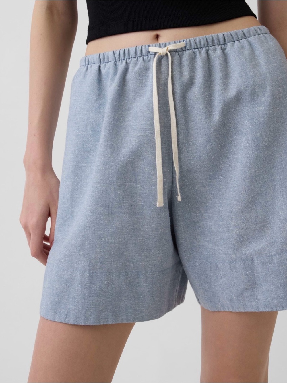 Gap 6” Linen Blend Light Blue Drawstring Women’s Shorts